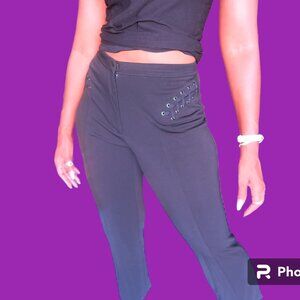 Betu shoelace lace up ties on hips long pants in black size 4.